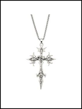 Stainless Steel Gothic Cross Necklace Sword Rose Pendant Unisex